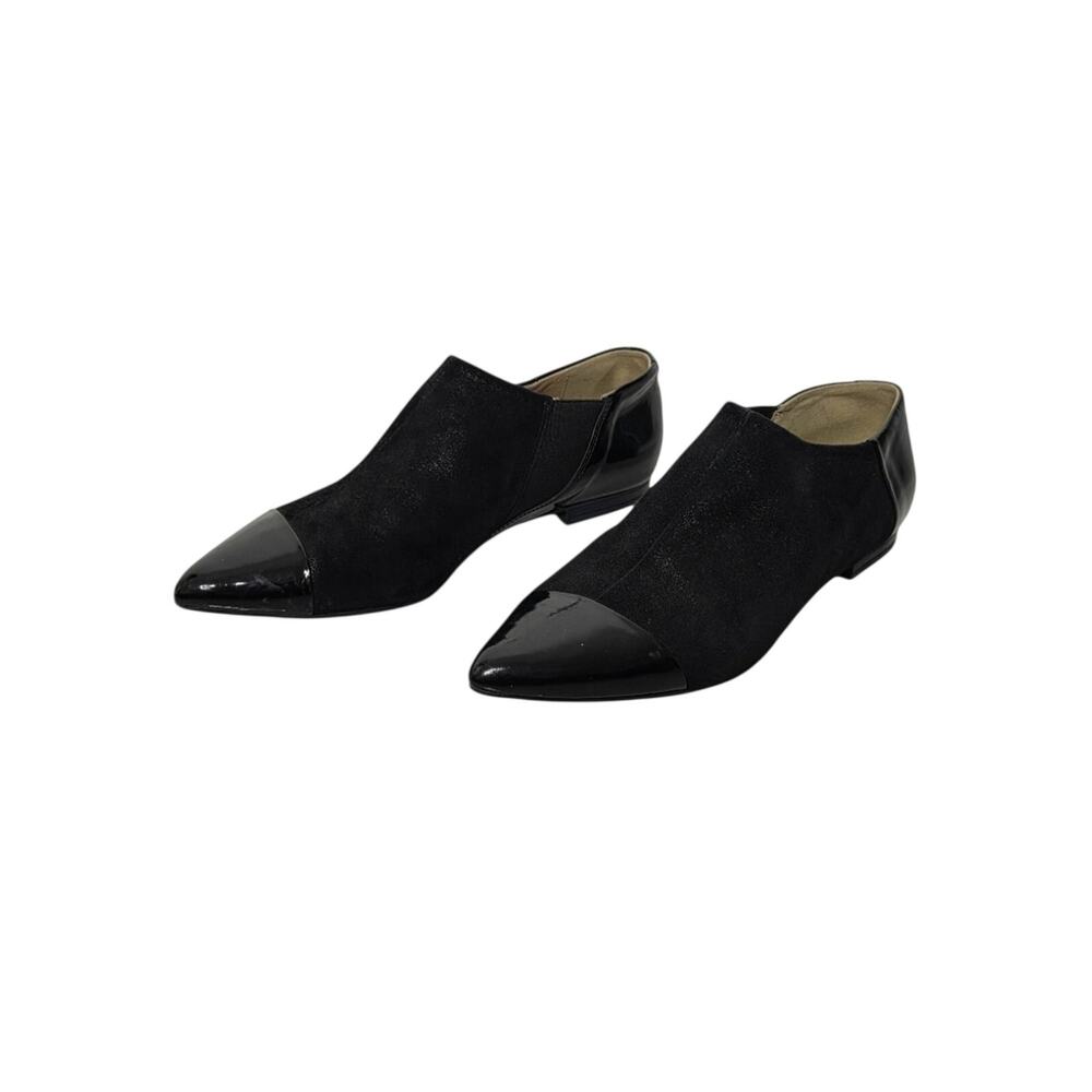 GEOX Respira D RHOSYN Black Shimmer Suede Patent Cap Toe Pointed Flats 37 - Picture 3 of 10